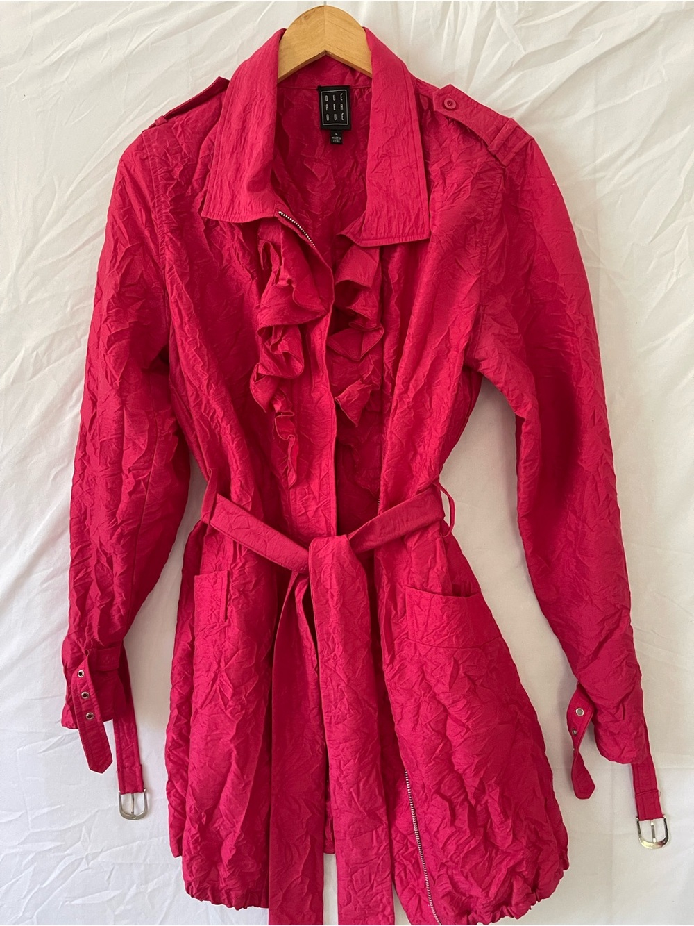 Rue21 Hot Pink Ruffled Belted Trench Coat